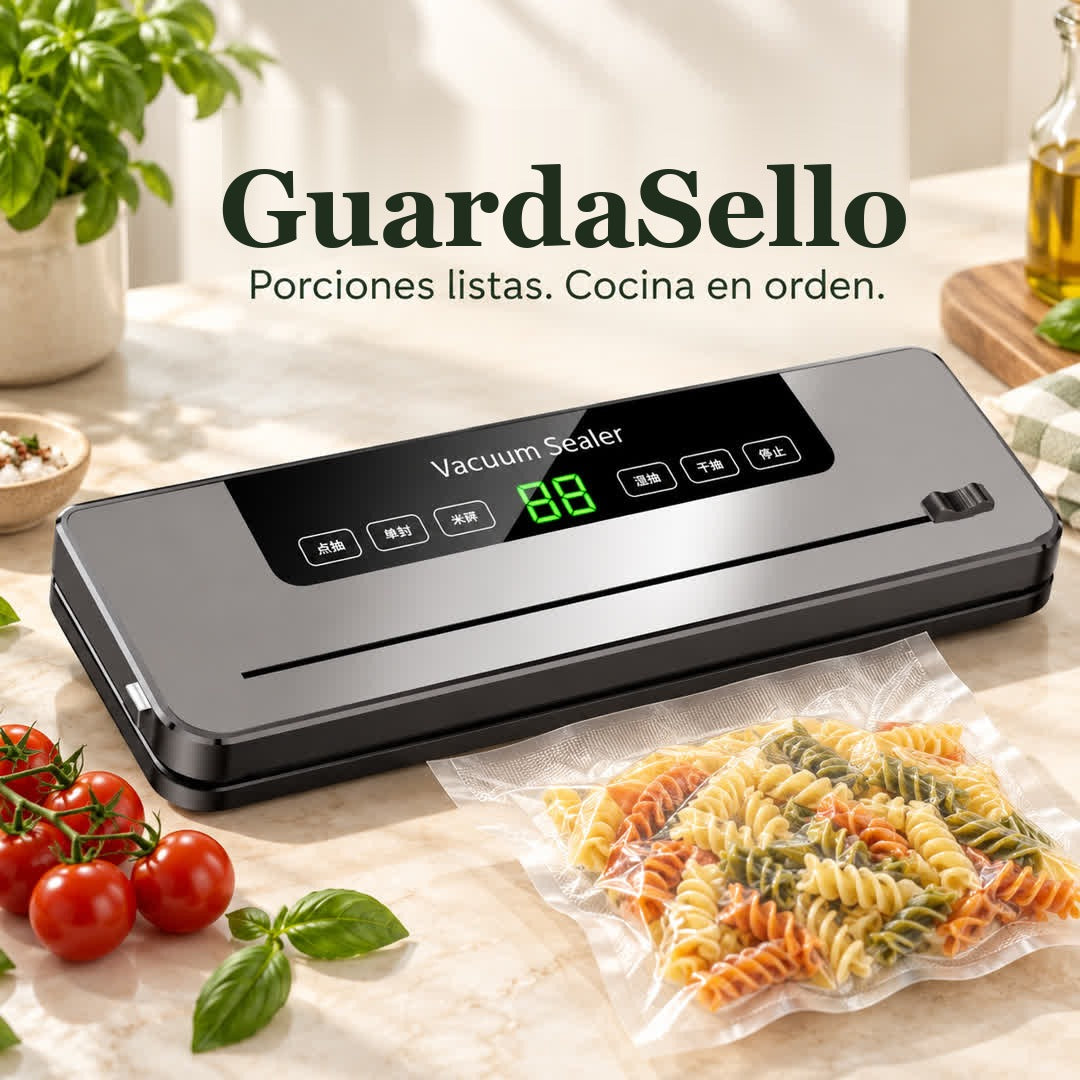 GuardaSello — porciones listas y cocina en orden; imagen ilustrativa IA